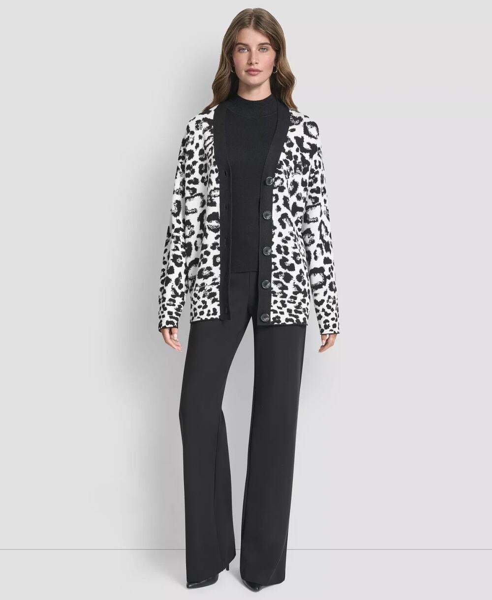 DKNY Women's Long Sleeve V-Neck Cardigan Sweater Multi Size L 3713